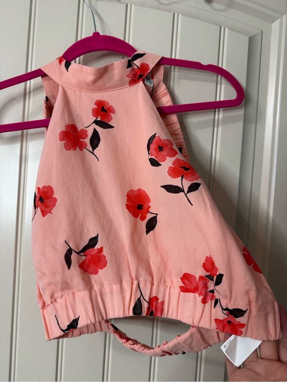NEW w TAGS 🏷️ ZARA Open Back, Coral Pink Floral Halter Crop Top (Women’s Medium) - Picture 3 of 10
